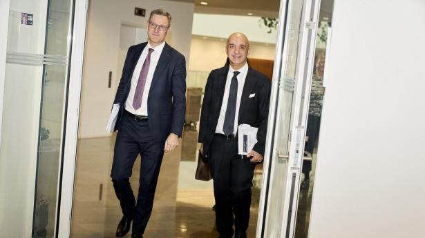 Finansdirektør (CFO) Karsten Munk Knudsen og Novo Nordisks administrerende direktør (CEO) Mike Doustdar.