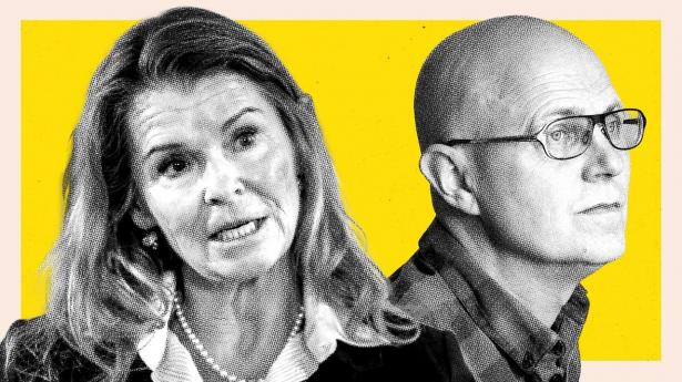 Bavarian-formand Anne Louise Eberhard er sammen med Mikael Bak, der er direktør i Dansk Aktionærforening, klar til at se fremad. 