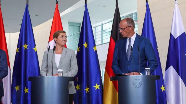 Frederiksen og Merz: Flere hundrede milliarder euro skal skæres af EU's budget