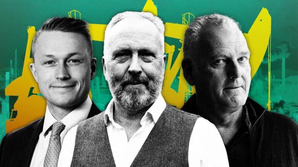 Energiaktier bør fylde mere på markedet, mener Alex Monk fra Schroders (t.v.) og Ole Sloth Hansen fra Saxo Bank (midt) og Ole Søeberg (t.h.) fra Brock Milton Capital.