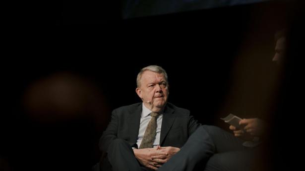 Lars Løkke Rasmussen på scenen til Copenhagen Security Summit i Falkonersalen.