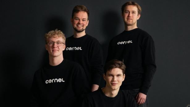 De fire stiftere: Bagest til venstre Jacob Lillelund og til højre Mathias Fenger, forrest til venstre Magnus Bruun Rasmussen og til højre Andreas Busch