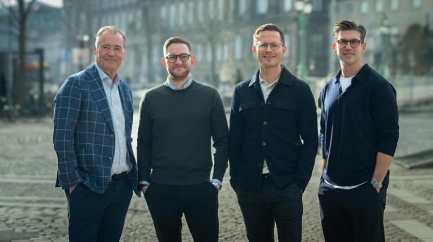 Den digitale forsikrings- og pensionsmægler Norlix har sikret sig 30 millioner kroner i en nylig Seed-runde. Fra venstre: Lars Andersen (Seed Capital), David Harboe, Jens Grønlund, Chris Porsgaard (Seed Capital)