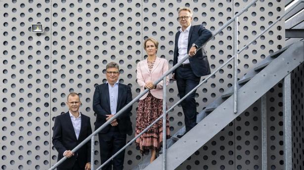 Copenhagen Infrastructure Partners' (CIP) stiftere, ejere og seniorpartnere. Fra venstre: Torsten Lodberg Smed, Jakob Baruël Poulsen, Christina Grumstrup Sørensen og Christian T. Skakkebæk.