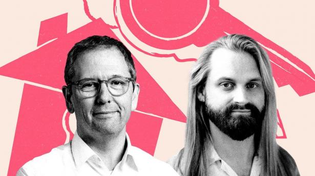 Børsens cheføkonom, Steen Bocian (t.v.), og chefanalytiker i Totalkredit Sune Malthe-Thagaard (t.h.) taler om de nyeste boligtal i den seneste episode af “Boligejerne”.