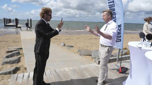 Dansk Folkepartis formand Morten Messerschmidt i forbindelse med partiets sommergruppemøde på Hjerting Badehotel i Esbjerg.
