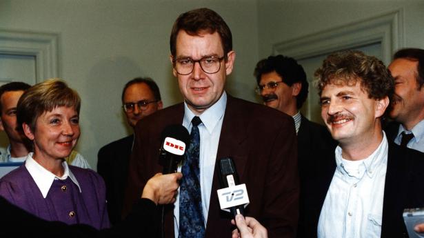 Marianne Jelved (R), Poul Nyrup Rasmussen (S) og Holger K. Nielsen (SF) i 1992. Arkivfoto: Jan Hjortshøj/Ritzau Scanpix