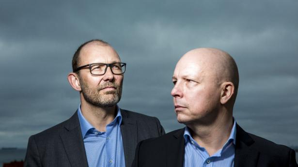 Nikolaj Hoff (t.v.) er adm. direktør for Nordic Solar. Her ses han sammen med salgsdirektør Anders Søgaard-Jensen. (t.h.). Arkivfoto: Nikolai Linares/Ritzau Scanpix