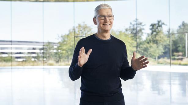 Tim Cook, adm. direktør Apple, ved præsentationen af de nye produkter. Foto: Brooks Kraft/AFP/Ritzau Scanpix