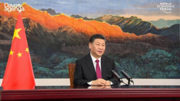 Præsident Xi Jinping taler ved World Economic Forum, men i år hjemme fra Beijing. Foto: AFP/Ritzau Scanpix