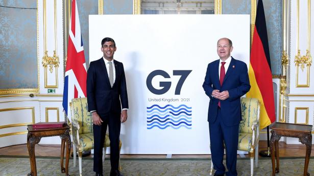 G7-finansministrene mødtes til topmøde i London, der begyndte fredag. På mødets dagsorden stod muligheden for en fælles global skat. Foto: Pool/Reuters/Ritzau Scanpix