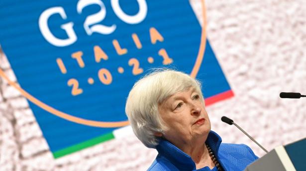 Finansminister Janet Yellen fik støtte på G20-mødet i Venedig. Nu venter en kamp i Kongressen. Foto: Andreas Solaro/AFP/Ritzau Scanpix