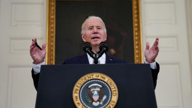 Den amerikanske præsident Joe Biden har fredag modtaget en opdateret jobrapport for januar. Arkivfoto: Kevin Lamarque/Reuters/Ritzau Scanpix