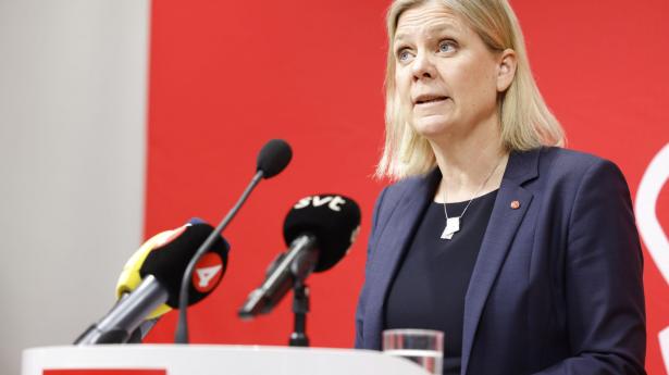 Statsminister Magdalena Andersson holdt pressemøde om de svenske socialdemokraters beslutning om et ja til at søge om Nato-medlemskab søndag. Foto: Fredrik Persson / TT/Ritzau Scanpix