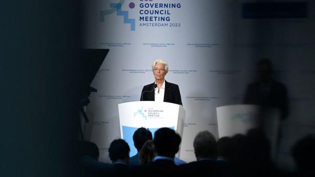 ECB-chefen Christine Lagarde mødte torsdag verdenspressen i Amsterdam. Foto: John Thys/AFP/Ritzau Scanpix