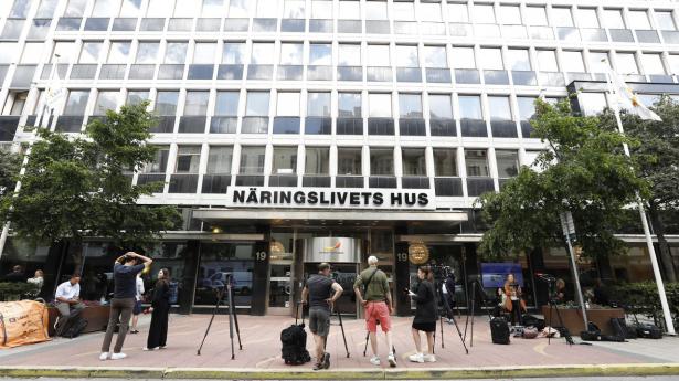 I Näringslivets Hus - erhvervslivets hus - i Stockholm foregår forhandlingerne mellem SAS og dets piloter. Foto: Ali Lorestani/TT/Ritzau Scanpix