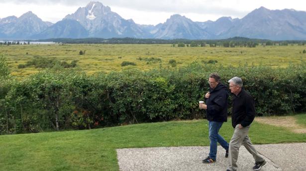 Jerome Powell med chefen for New York Federal Reserve, John Williams, i Jackson Hole. Arkivfoto: Ann Saphir/Reuters/Ritzau Scanpix