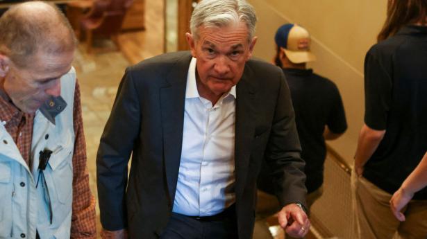 Fed-chef Jerome Powell holdt fredag tale ved det pengepolitiske symposion i bjergområdet Jackson Hole, Wyoming. Foto: Jim Urquhart/Reuters/Ritzau Scanpix