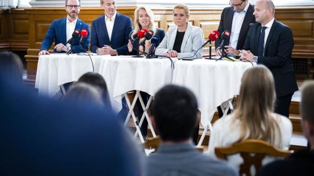 De borgerlige partiledere holdt pressemøde om danskernes frie valg tirsdag. Foto: Martin Sylvest/ Ritzau Scanpix