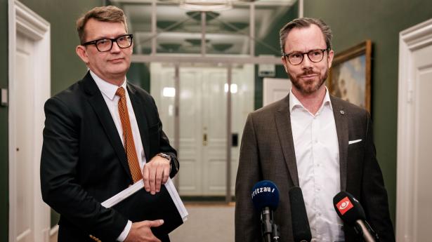Jakob Ellemann-Jensen (V) og Troels Lund Poulsen (V) Foto: Emil Helms/Ritzau Scanpix)