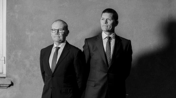 Anders Odgaard Svenningsen (t.v.) og Thomas Dueftoft fra Pemberton, der lever af at yde erhvervslån i konkurrence med bankerne. Foto: Esther Kofoed Sørensen