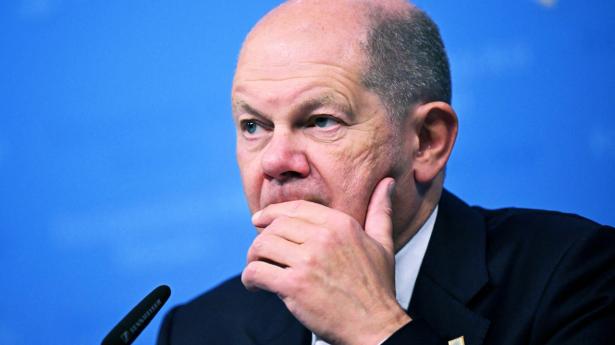Den tyske kansler, Olaf Scholz, kan notere et fald i den økonomisk aktivitet i tredje kvartal. Arkivfoto: John Thys/AFP/Ritzau Scanpix