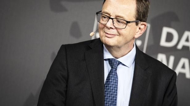 Nationalbankdirektør Christian Kettel Thomsen præsenterer nye initiativer på kontantområdet på et pressemøde i København torsdag den 30. november 2023. (Foto: Thomas Traasdahl/Ritzau Scanpix)