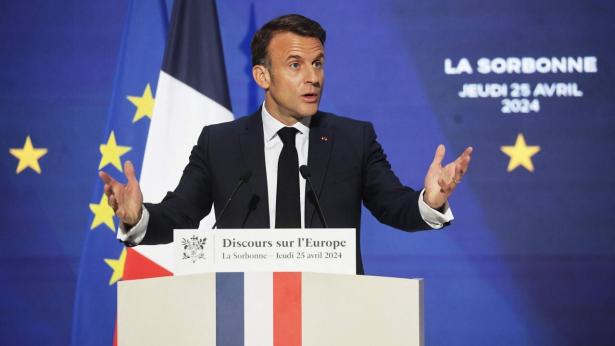 Frankrigs præsident, Emmanuel Macron, tegnede i sidste uge et dystert billede af EU og EU’s mulige fremtid. Foto: Christophe Petit Tesson/AFP/Ritzau Scanpix