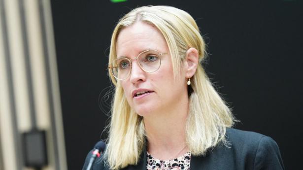 Økonomiminister, Stephanie Lose (V), præsenterer mandag aften den grønne trepartsaftale. Foto: Ida Marie Odgaard/Ritzau Scanpix