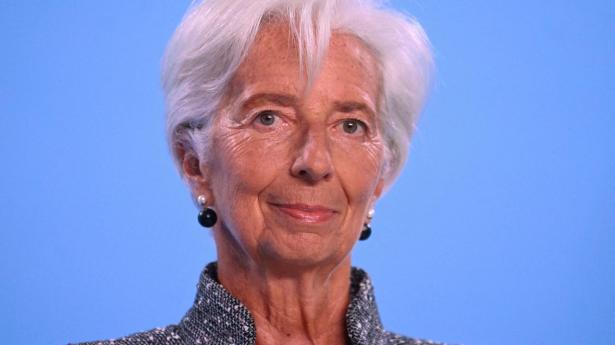 Reporters from Financial Times talk to the European Central Bank president, Christine Largarde