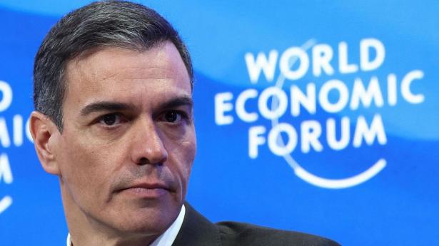 Den spanske premierminister, Pedro Sánchez, talte onsdag eftermiddag i Davos. 