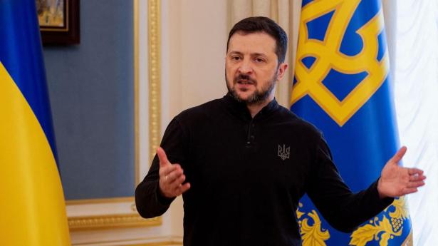 Volodymyr Zelenskyj afholdt pressemøde i Kyiv onsdag eftermiddag.