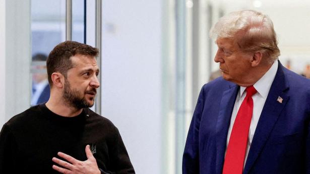 Donald Trump og Volodymyr Zelenskyj under et møde i Trump Tower i New York i september sidste år.