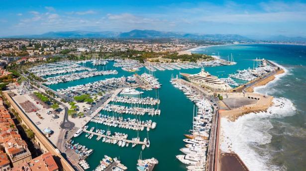 Antibes,Port,Aerial,Panoramic,View.,Antibes,Is,A,City,Located