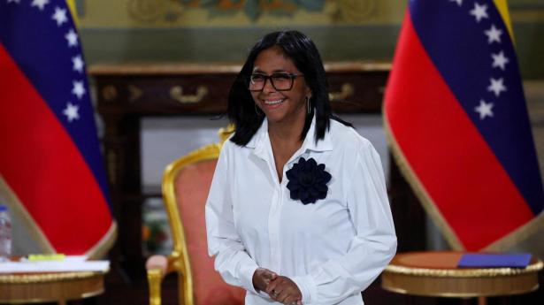 Venezuela's interim President Rodriguez delivers statement, in Caracas