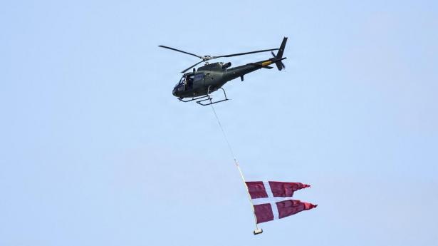 Helikopter beskudt med pyroteknik fra russisk fregat ved Gedser