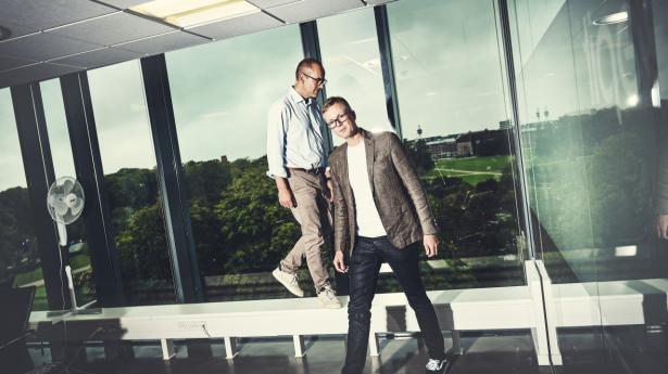 Grundlæggerne af den danske softwarevirksomhed Keepit, Frederik Schouboe (t.v.) og Morten Felsvang, vil efter en ny investering på 190 mio. kr. tidoble virksomhedens størrelse og gå mod nye globale markeder. Foto: Jeppe Carlsen