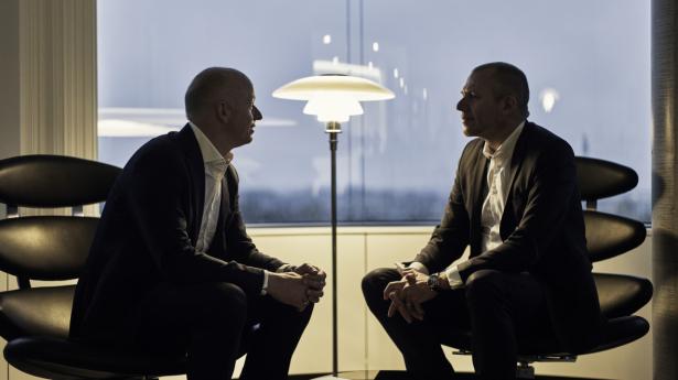 Adm. direktør i DSV Panalpina Jens Bjørn Andersen (t.h. på billedet) må sammen med sin finansdirektør, Jens Lund, tage til takke med en beskeden fremgang i sin lønpakke for 2020. Arkivfoto: Jeppe Carlsen