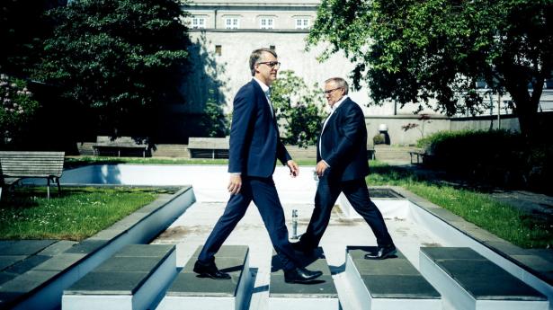 Söderberg & Partners’ danske direktører, Per Østergaard (t.v.) og Torben Stubberup, skal være med til at bruge 1,8 mia. kr. på ekspansion af pensions- og forsikringsmægleren. Foto: Jeppe Bøje Nielsen