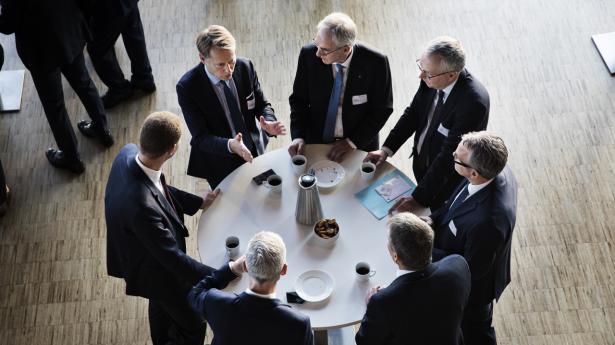 Der er klar overvægt af mænd, når finanschefer mødes, som her til et tidligere årsmøde i Finans Danmark. PR-foto