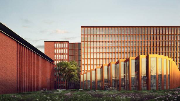 Arkitektfirmet Cobe har været med til at finde designløsninger til fremtidens kontorhus på den nuværende FLS-grund. PR-illustration fra Cobe