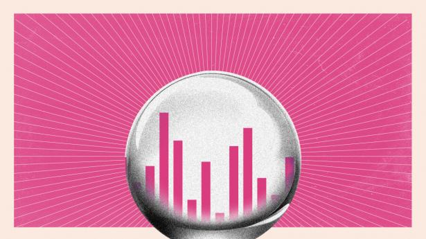 Det er en vigtig del af økonomjobbet at kigge i krystalkuglen og give et bud på den økonomiske udvikling. Børsen har testet, hvordan det gik med at spå om inflationsudviklingen i 2023. Illustration: Aslak Kelkka