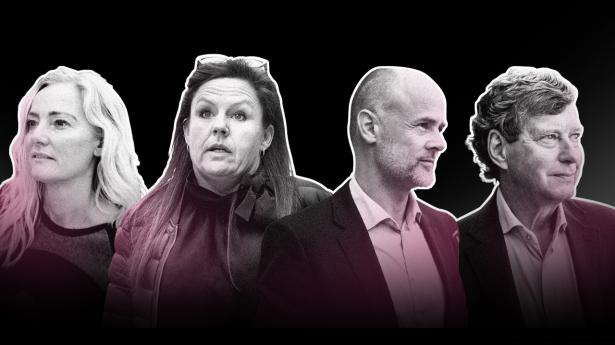 En række kendte forsvarsadvokater har også været på banen i Operation Greed-sagen. Illustration: Aslak Kelkka. Arkivfoto: Walther Bølge, Liselotte Sabroe/Ritzau Scanpix, Anne Bæk/Ritzau Scanpix, Olafur Steiner Gestsson/Ritzau Scanpix