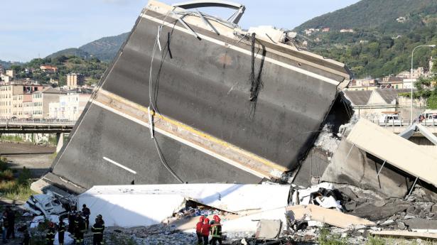 Den kollapsede Morandi-bro i Genoa i august 2018.