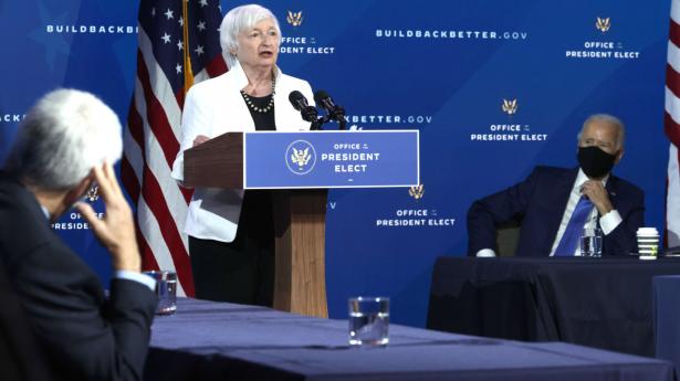 Den 74-årige Janett Yellen, som er bragt i stilling til at blive den første kvinde, der kommer til at lede finansministeriet i dets 231 år lange historie, kalder krisen for "en amerikansk tragedie". Biden kalder Yellen "en af vor tids vigtigste politiske tænkere."