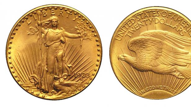 "1933 Double Eagle"-mønten har et billede af frihedsgudinden på den ene side og en hvidhovedet havørn på den anden. (Arkivfoto)