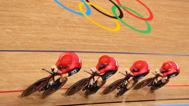 Det danske banelandshold er sikker på en medalje i 4000 meter holdforfølgelsesløb. Spørgsmålet er, om den skal være af guld eller sølv. Arkivfoto: Matthew Childs/Reuters