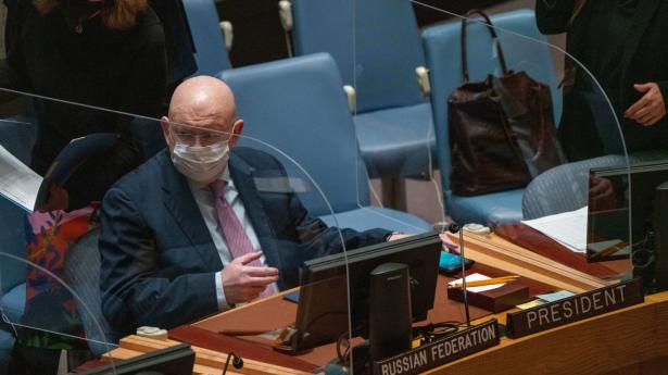 Ruslands FN-ambassadør, Vasilij Nebenzja, nedlagde fredag aften veto mod en FN-resolution, som ville have fordømt Ruslands angreb på Ukraine.