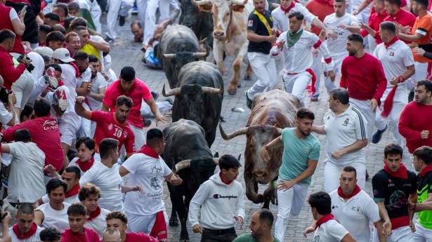 Under den omdiskuterede San Fermin-festival i den spanske by Pamplona, som er kendt for sine tyreløb, jages tyre på op mod 600 kilo hver morgen 825 meter gennem byens smalle gader mod arenaen, hvor der hver aften afholdes tyrefægtning.