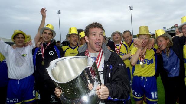 John “Faxe” Jensen stod i 2000 i spidsen for Herfølge Boldklub, da klubben sensationelt blev dansk mester. Arkivfoto: Søren Steffen/Ritzau Scanpix